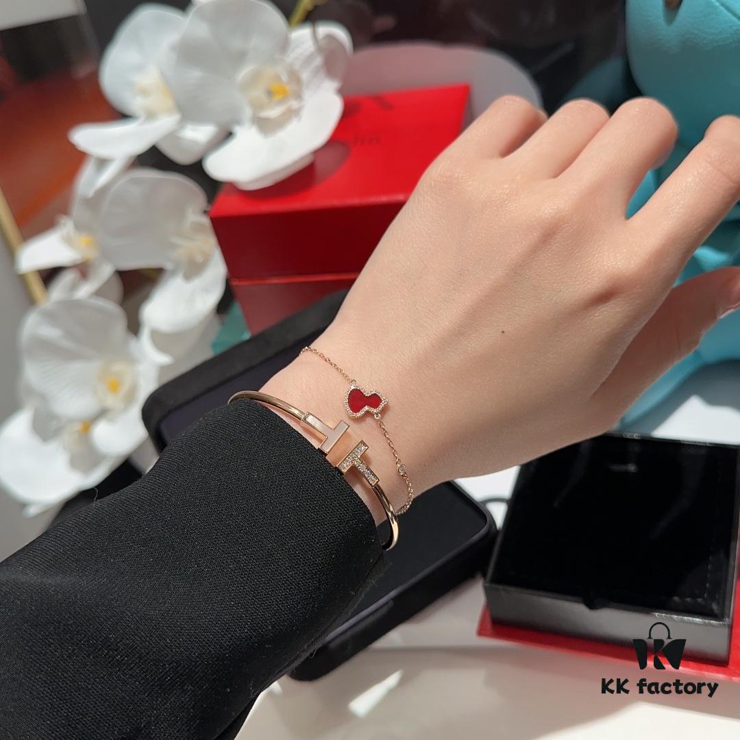 692fdad499f2d84055c8b046 Exquisite and Versatile Premium Accessories 💎 - Kylin Single Gourd Red Agate Bracelet, Tiffany T-Shape Gemstone Diamond-Paved White Mother-of-Pearl Bangle