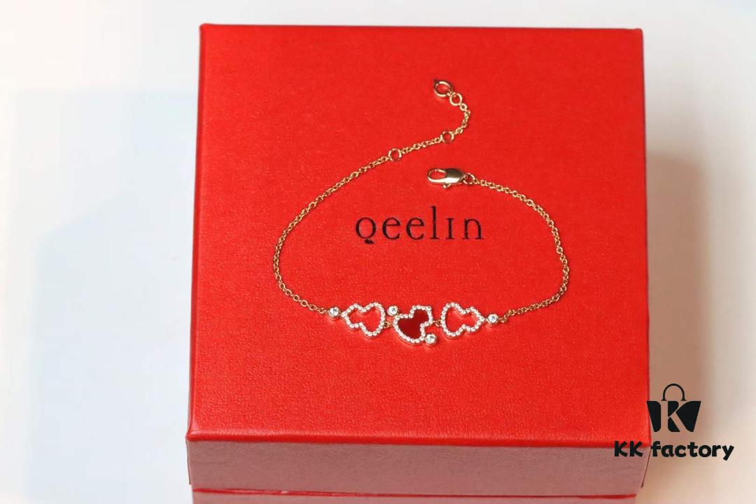 692fdadf99f2d84055c8b05b Qeelin Lucky Red Gourd Bracelet with Three Gourds