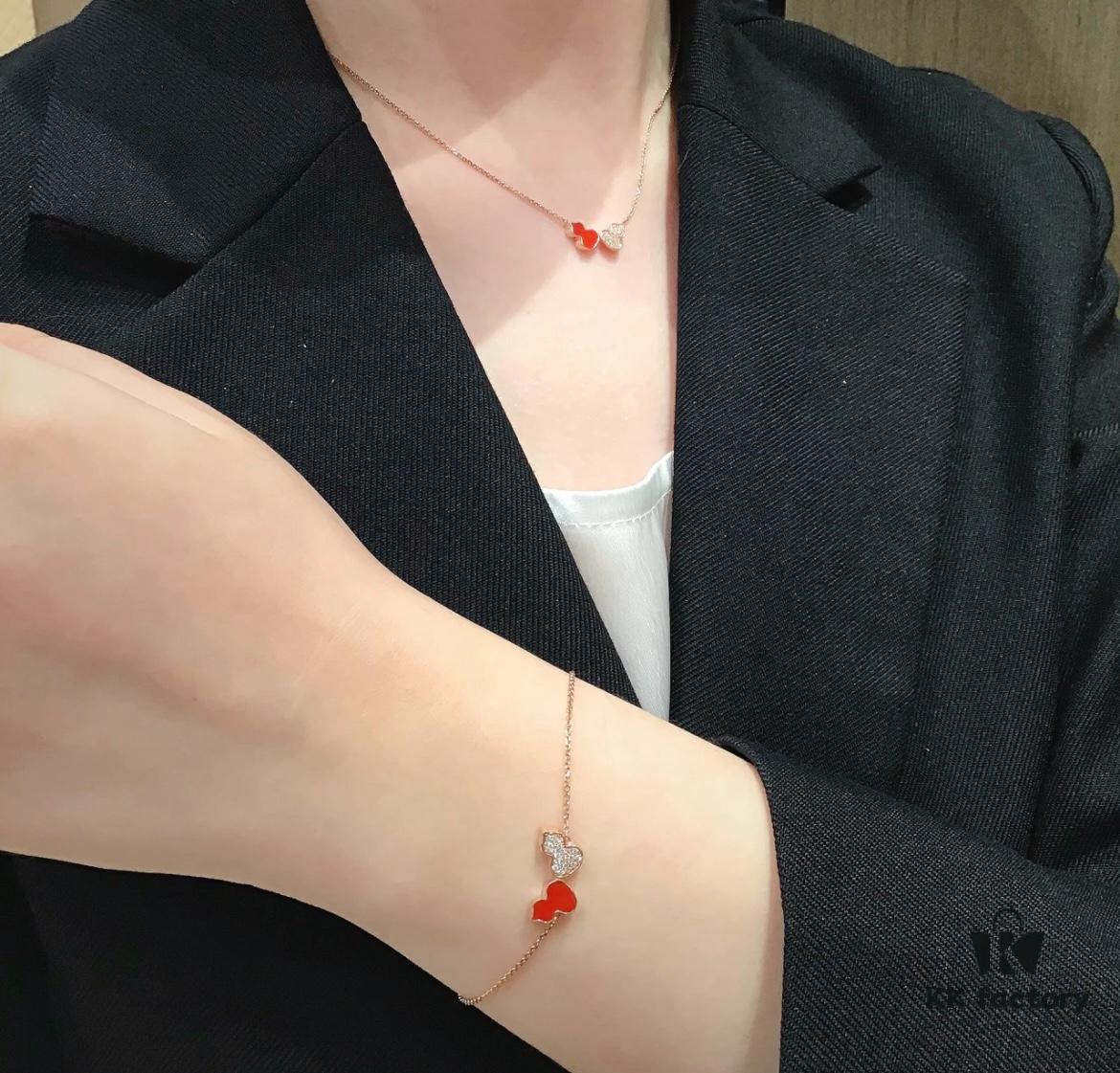692fdaea99f2d84055c8b06c Red & Diamond Wulu Kylin Double Gourd Bracelet 🌹 Adorable Design 😍 Elegant Silhouette with Simple Lines 🥰 Highly Elegant 😊 Qeelin x Rebecca Exclusive Limited Edition
