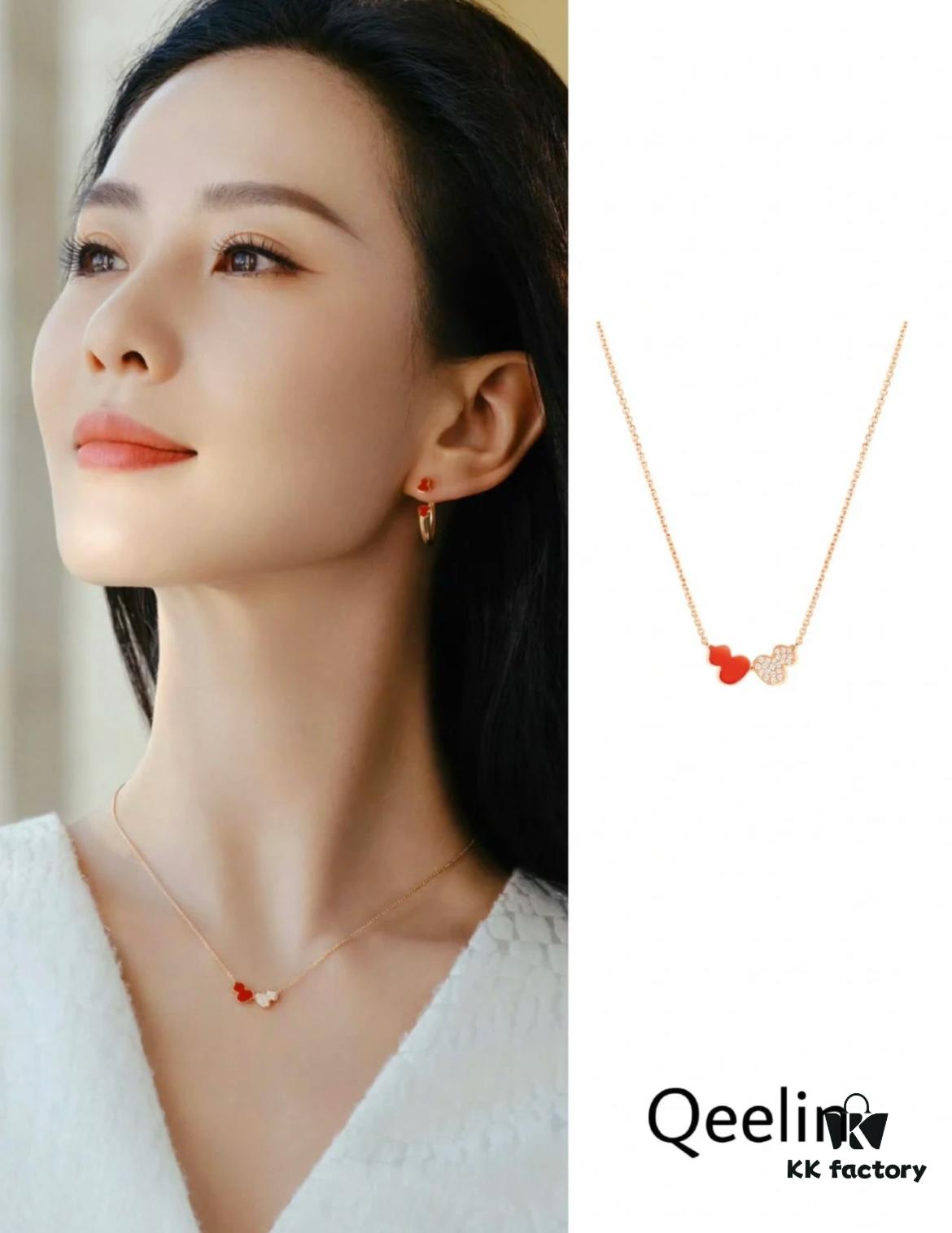 692fdaee99f2d84055c8b072 Qeelin x Lebekah Exclusive Limited Edition Red + Diamond Wulu Kylin Double Gourd Necklace 🌹 Adorable Design, Elegant Silhouette