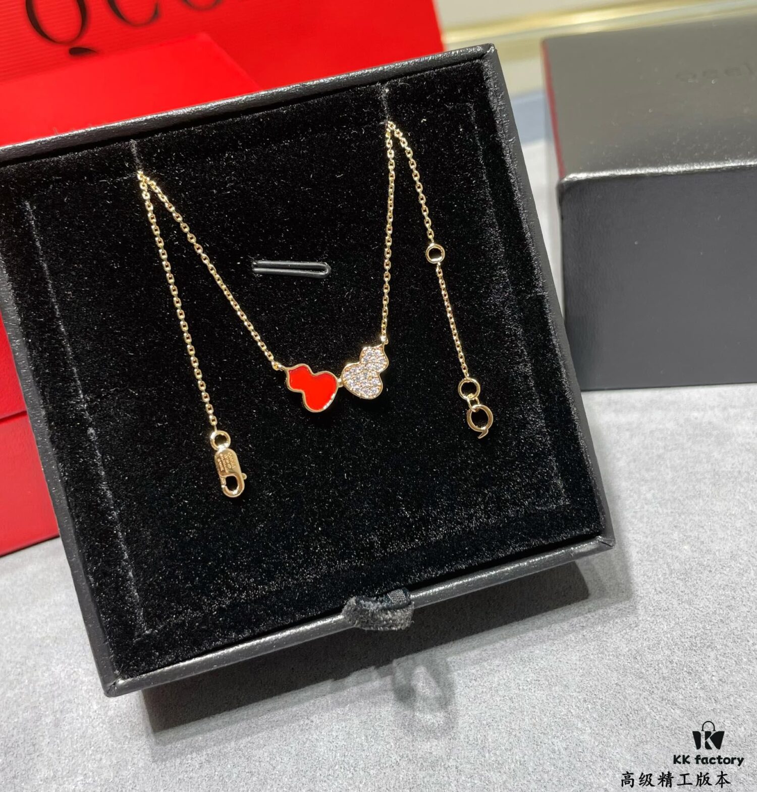 692fdb1899f2d84055c8b0a9 Qeelin x Lebekah Exclusive Limited Edition Red + Diamond Wulu Kylin Double Gourd Necklace 🌹 Adorable Design, Elegant Silhouette