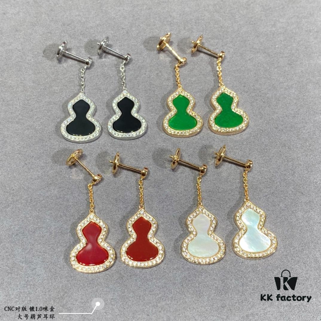 692fdb3499f2d84055c8b0db Large Kylin Gourd Earrings with Original Flying Saucer Ear Studs, High-End Appearance, Stylish and Versatile, Thick Gold Plating with Real Gold Feel, Eight Hearts and Eight Arrows High-Carbon Brilliant Cut Stones, Small and Exquisite, Wear It and Say It's Real Gold