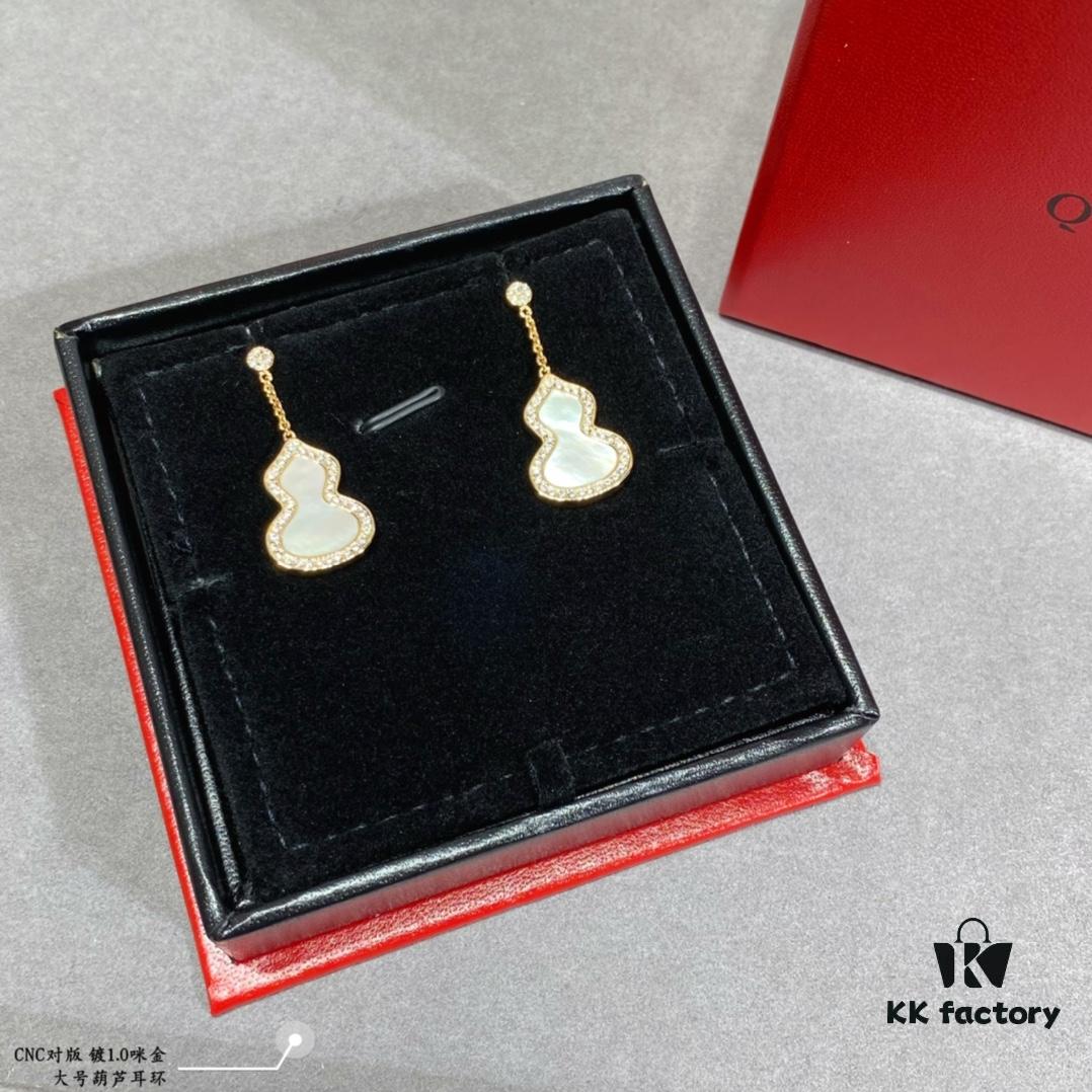 692fdb3699f2d84055c8b0de Large Kylin Gourd Earrings with Original Flying Saucer Ear Studs, High-End Appearance, Stylish and Versatile, Thick Gold Plating with Real Gold Feel, Eight Hearts and Eight Arrows High-Carbon Brilliant Cut Stones, Small and Exquisite, Wear It and Say It's Real Gold