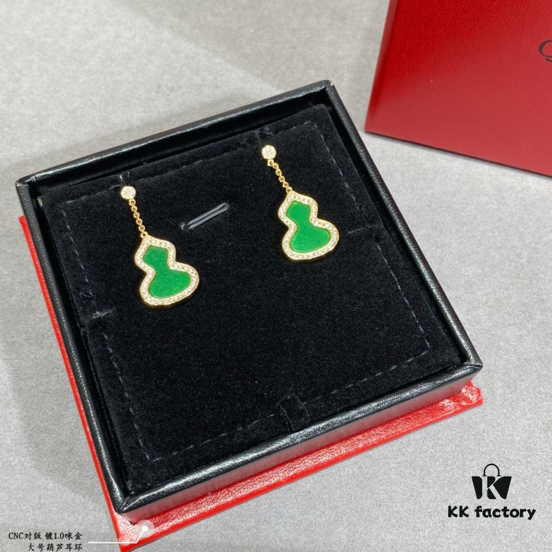692fdb3699f2d84055c8b0df Large Kylin Gourd Earrings with Original Flying Saucer Ear Studs, High-End Appearance, Stylish and Versatile, Thick Gold Plating with Real Gold Feel, Eight Hearts and Eight Arrows High-Carbon Brilliant Cut Stones, Small and Exquisite, Wear It and Say It's Real Gold