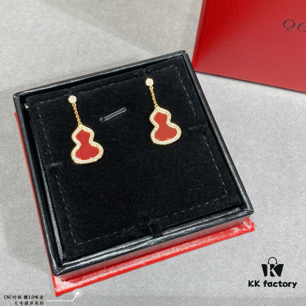692fdb3799f2d84055c8b0e0 Large Kylin Gourd Earrings with Original Flying Saucer Ear Studs, High-End Appearance, Stylish and Versatile, Thick Gold Plating with Real Gold Feel, Eight Hearts and Eight Arrows High-Carbon Brilliant Cut Stones, Small and Exquisite, Wear It and Say It's Real Gold