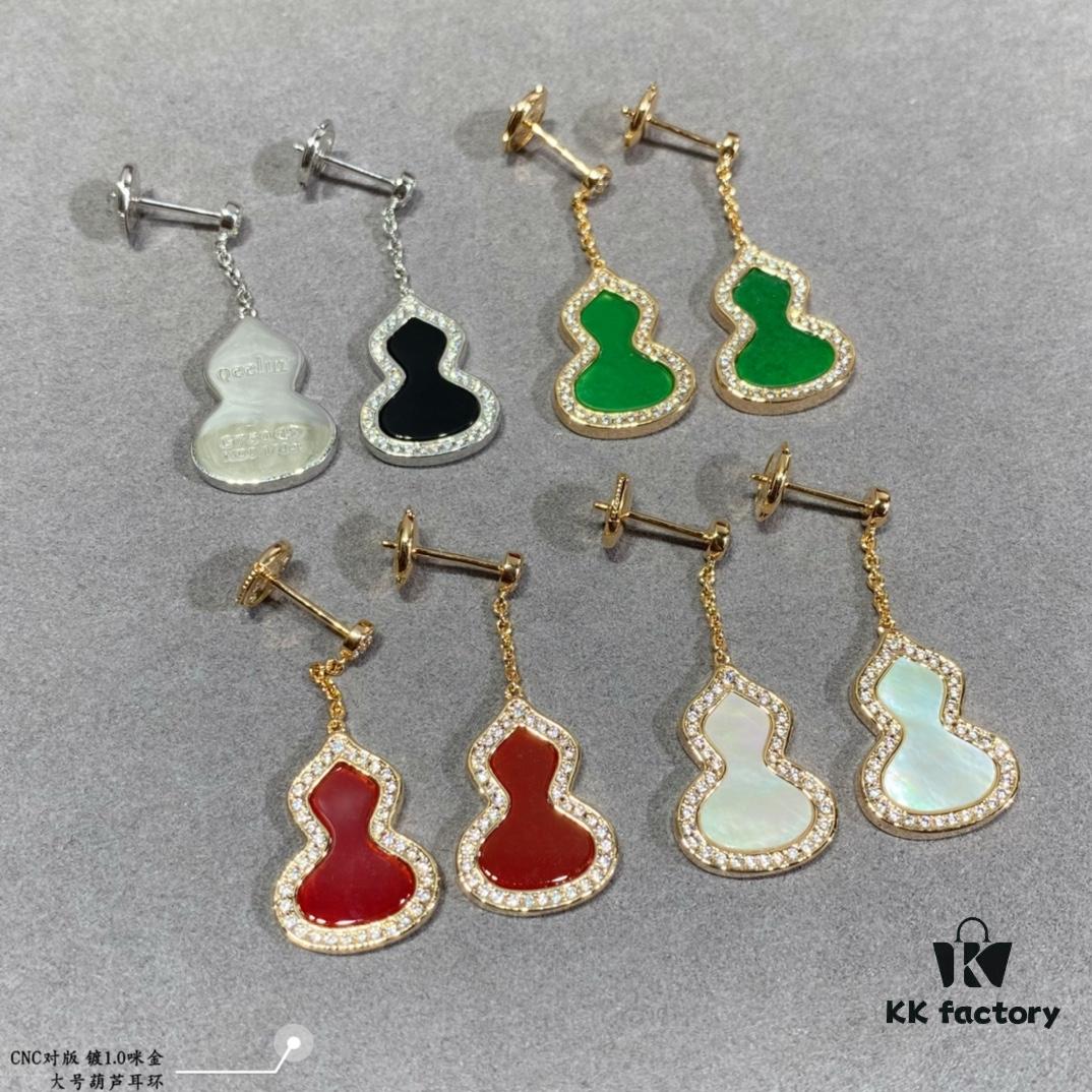 692fdb3899f2d84055c8b0e3 Large Kylin Gourd Earrings with Original Flying Saucer Ear Studs, High-End Appearance, Stylish and Versatile, Thick Gold Plating with Real Gold Feel, Eight Hearts and Eight Arrows High-Carbon Brilliant Cut Stones, Small and Exquisite, Wear It and Say It's Real Gold