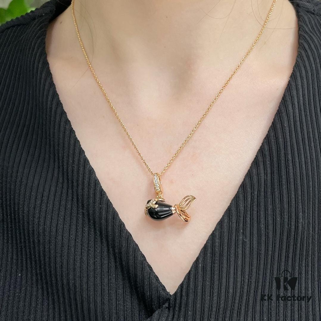 692fdb3899f2d84055c8b0e5 Kirin Goldfish Necklace, New Arrival from Boutique, Featuring Agate Body with Encapsulated Design and Expert Diamond Paving for a Vivid, Lifelike Appearance