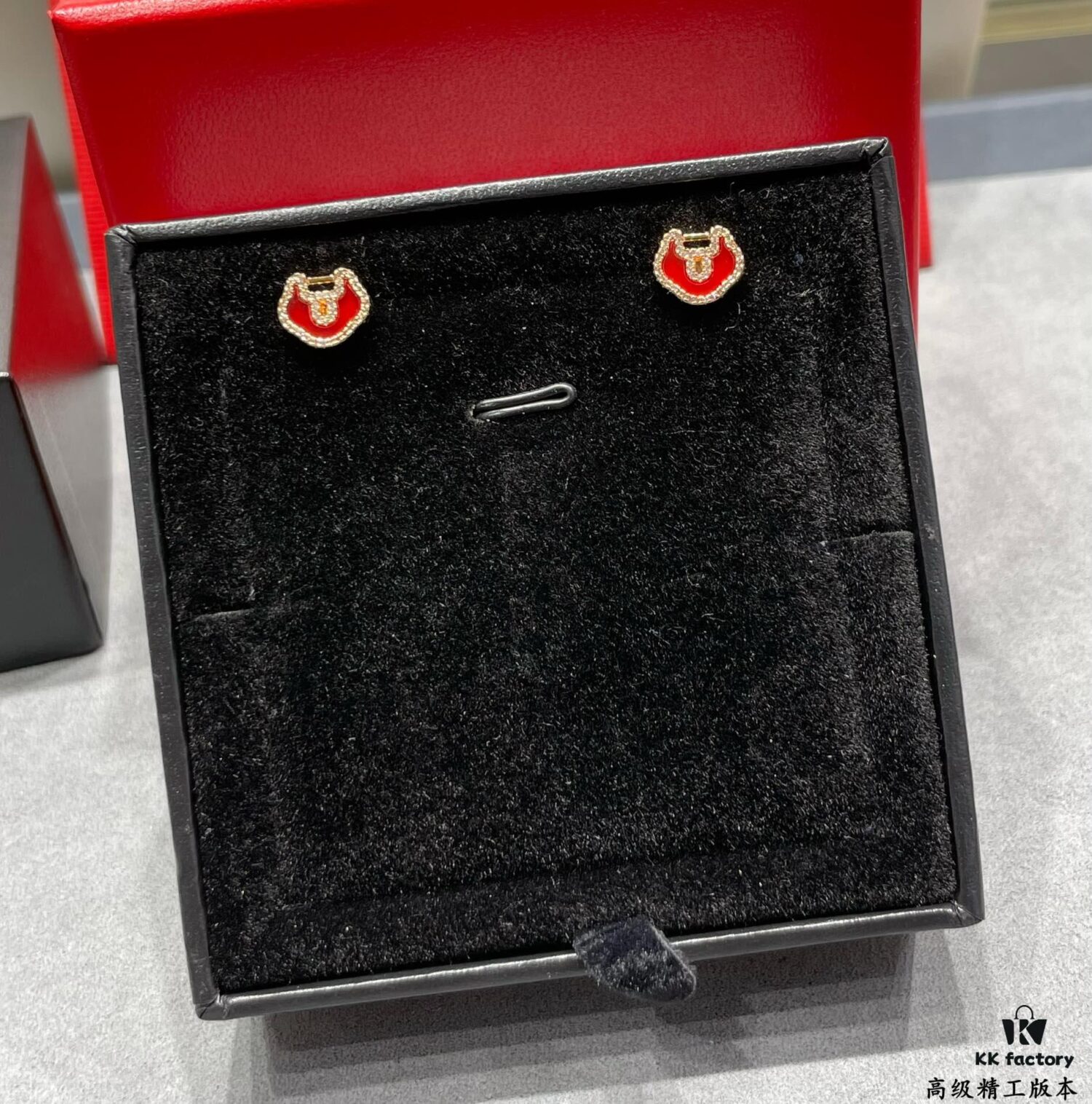 692fdb4999f2d84055c8b0f8 V Gold Plated Mi Gold 15514230 Kirin Premium Red Agate Ruyi Lock Stud Earrings ✨ A Perfect Blend of Fashion and Tradition