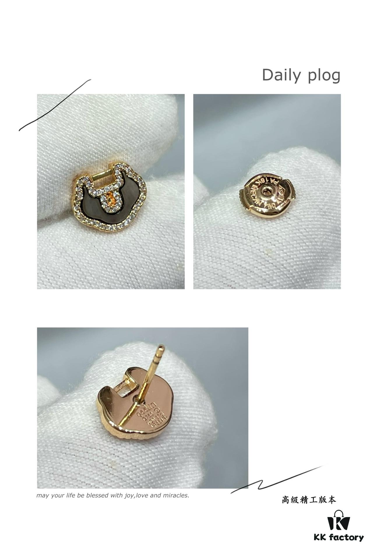 692fdb5299f2d84055c8b105 Kirin Natural Gray Shell Ruyi Lock Stud Earrings ✨ A Unique Blend of Fashion and Tradition, Hand-Micro-Paved with High-Carbon Brilliant-Cut Diamonds, Thick Gold Plating