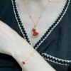 Detachable Pendant) Qeelin Wulu Mini 8 Lotus Diamond Necklace, Cute and Simple Design, Elegant Line Art, Qeelin x Rebecca Limited Edition