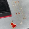 Detachable Pendant) Qeelin Wulu Mini 8 Lotus Diamond Necklace, Cute and Simple Design, Elegant Line Art, Qeelin x Rebecca Limited Edition