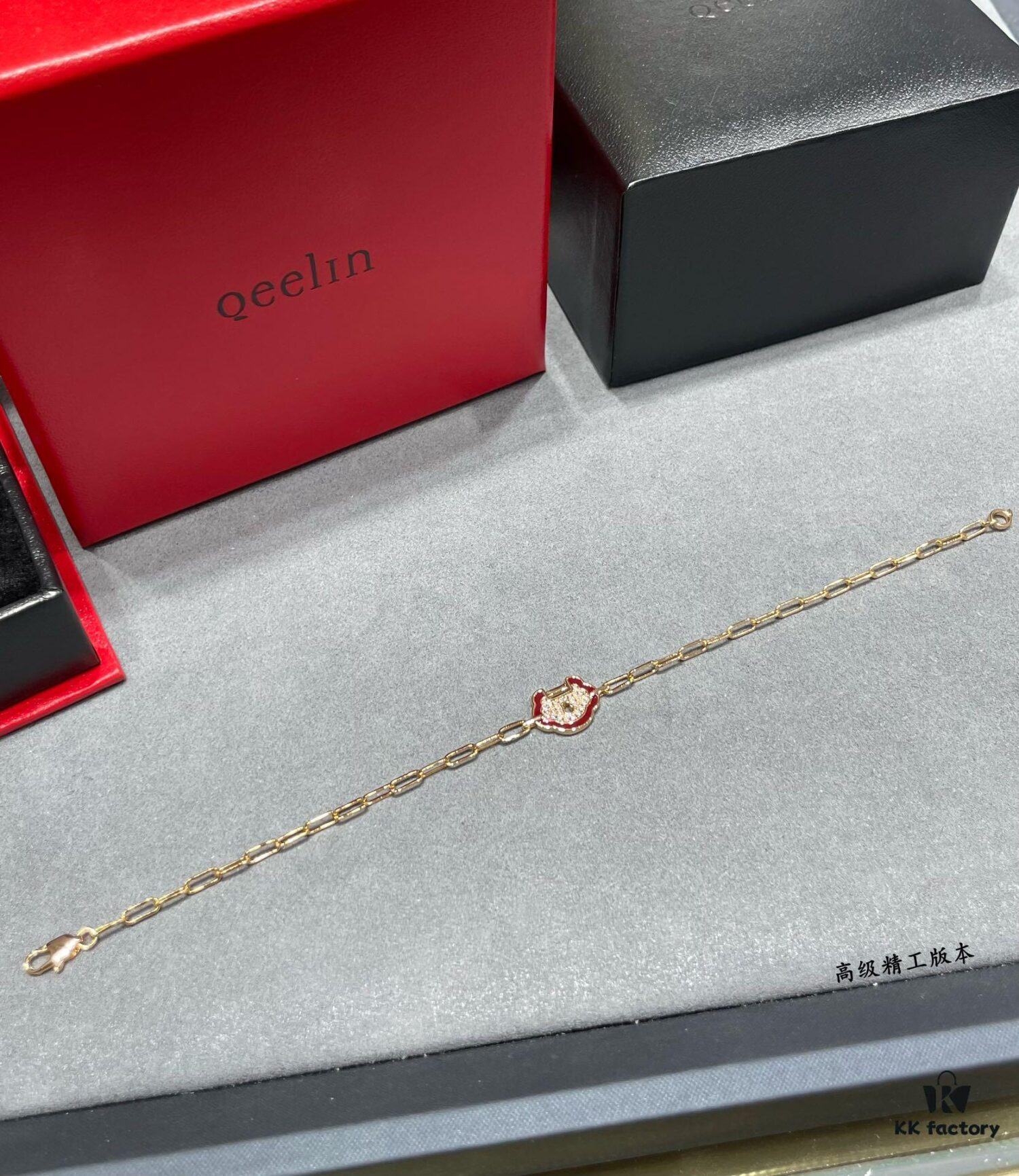 692fdb8299f2d84055c8b14b Kirin Red Edge Full Diamond Ruyi Lock Bracelet ✨ A Stylish Blend of Fashion and Tradition