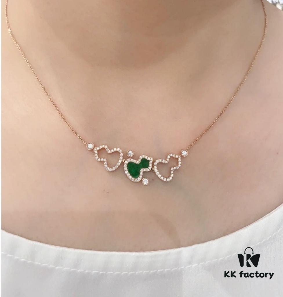 Kylin Green Jade Three Gourds Necklace