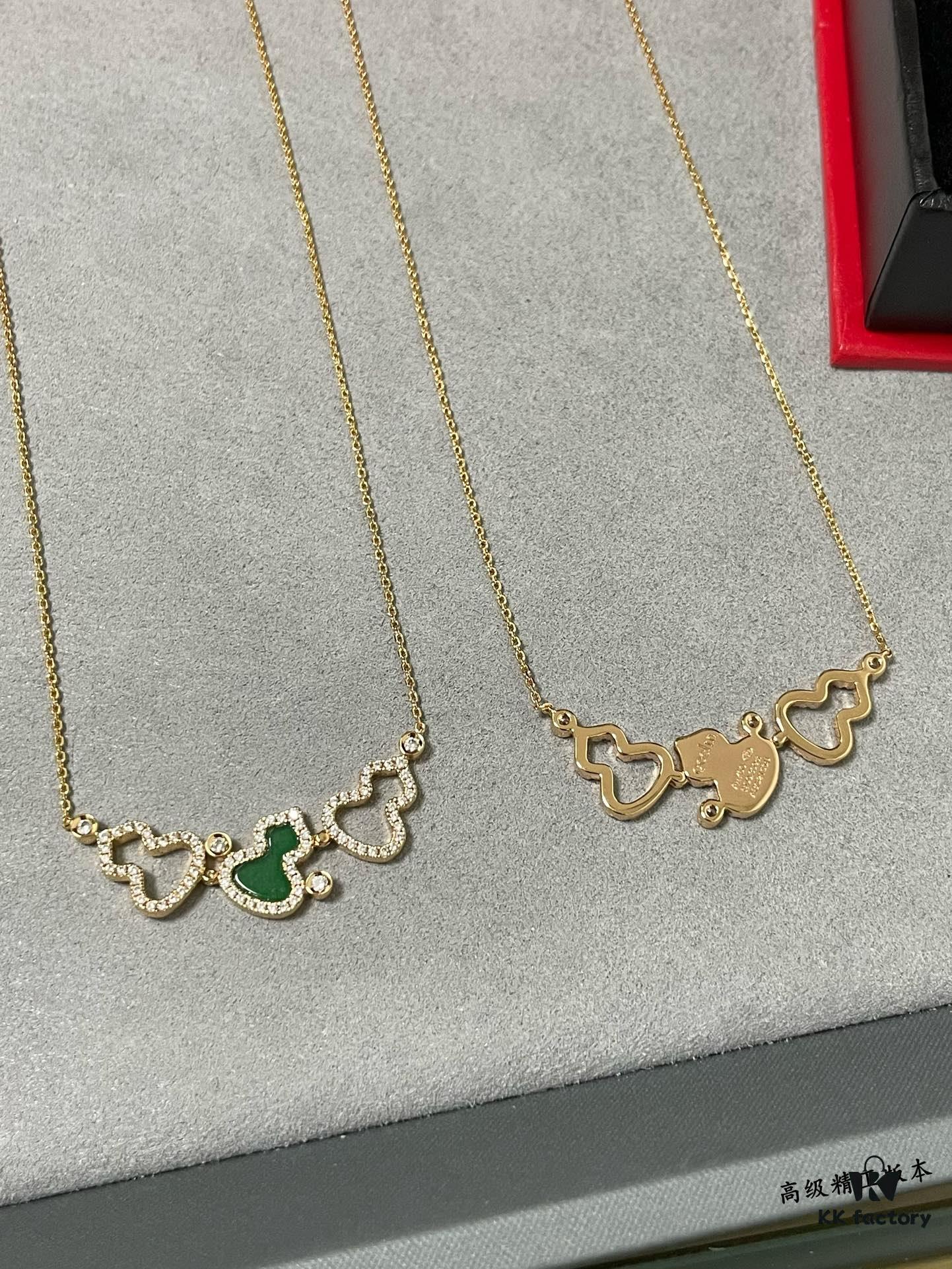 Kylin Green Jade Three Gourds Necklace