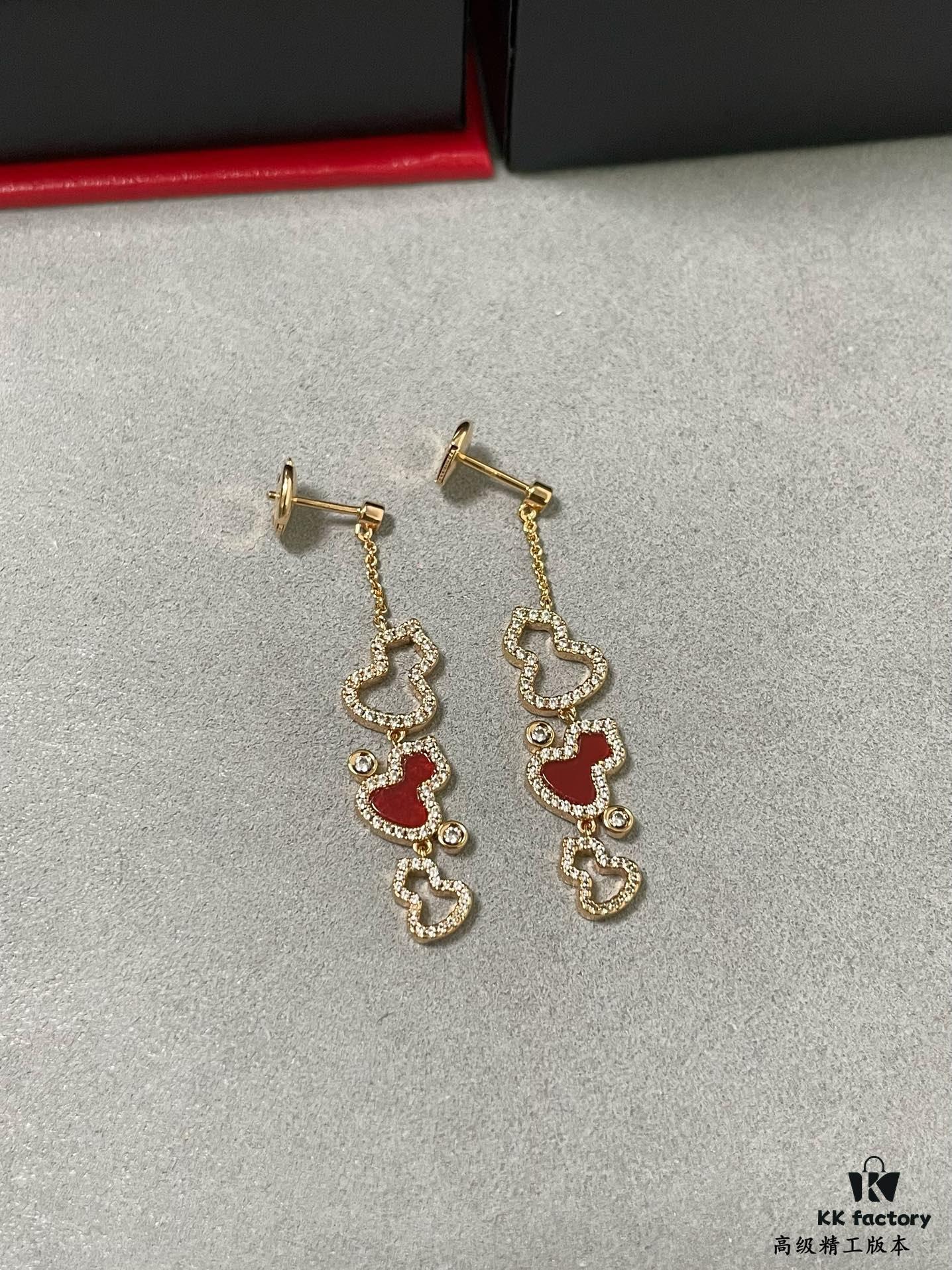 692fdbc299f2d84055c8b1c2 Kylin Red Agate Three Gourd Stud Earrings