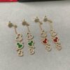 Qilin Green Jadeite Three Gourds Earrings
