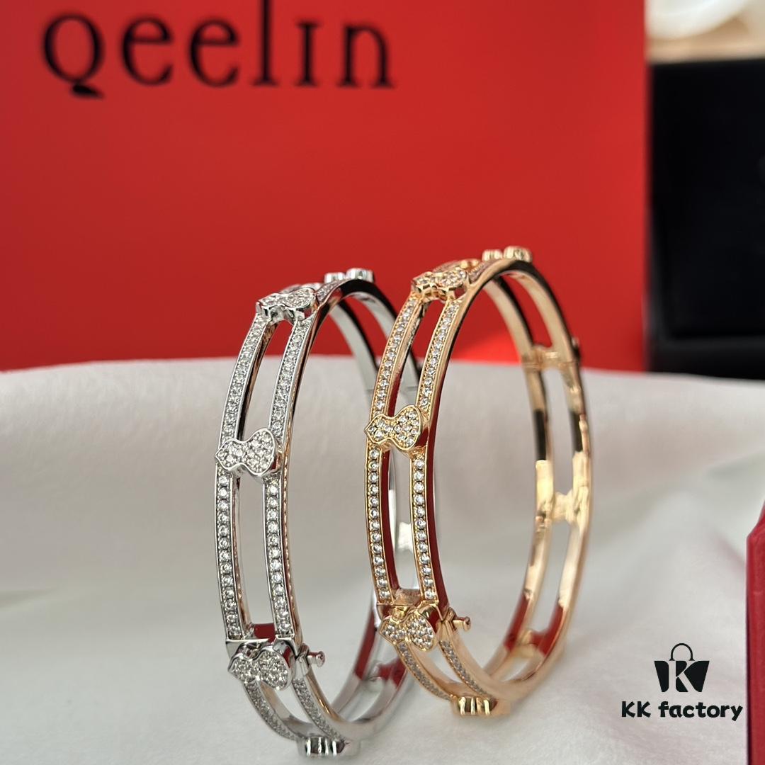 692fdbcf99f2d84055c8b1d9 Qeelin 2022 New Arrival Hollow Full Diamond Gourd Bangle, High Jewelry Combining Chinese Elements with Modern Design, Blossom-Inspired Wulu Shape, Celebrating Spring and Fortune in Timeless Style, Crafted in Premium V Gold with Platinum and Rose Gold Options