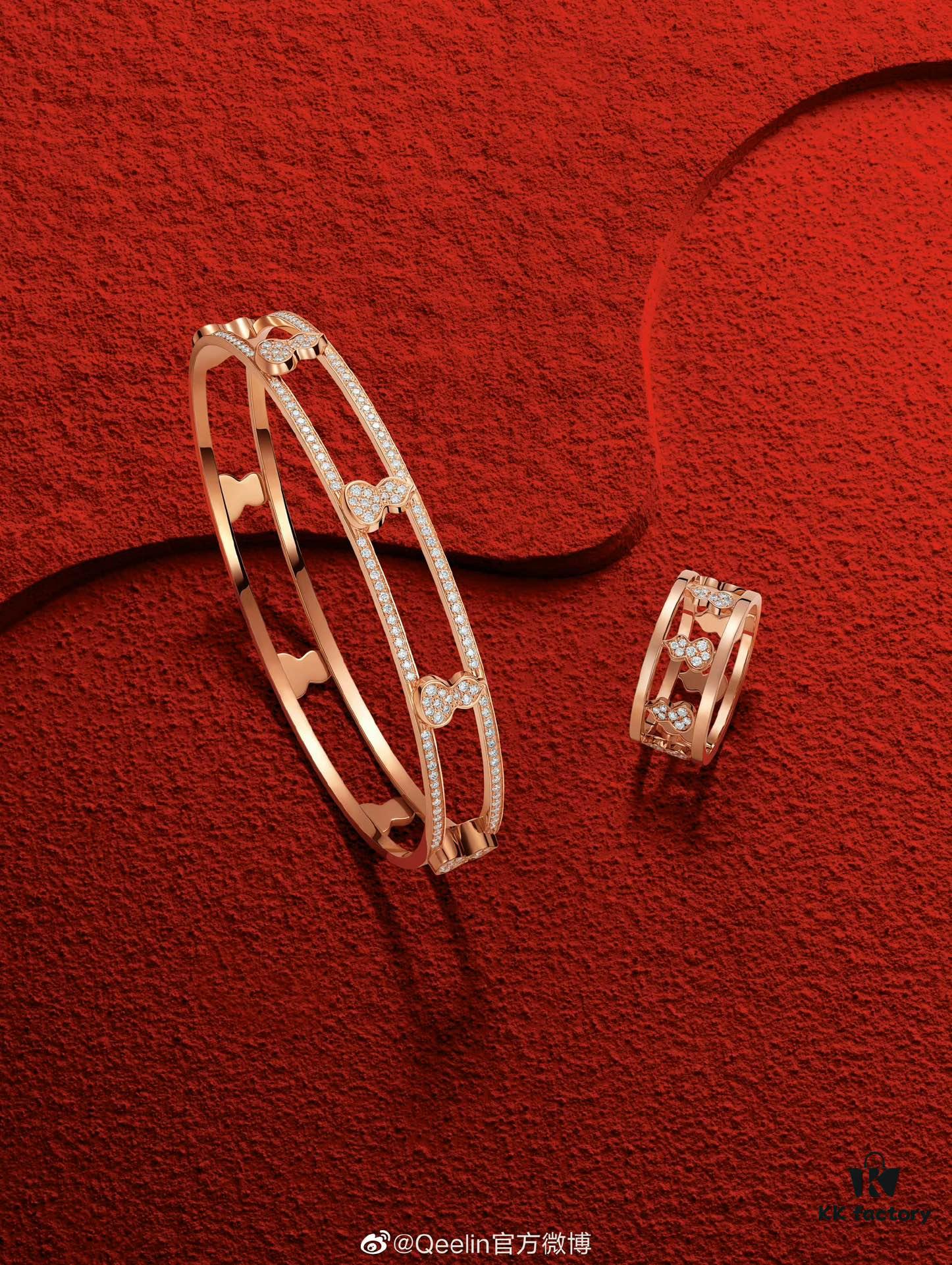 692fdbd399f2d84055c8b1df Qeelin 2022 New Arrival Hollow Full Diamond Gourd Bangle, High Jewelry Combining Chinese Elements with Modern Design, Blossom-Inspired Wulu Shape, Celebrating Spring and Fortune in Timeless Style, Crafted in Premium V Gold with Platinum and Rose Gold Options