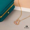 692fdbdf99f2d84055c8b1f5 Brand New Wulu Legend Series Gourd Necklace, Rose Gold with Diamond and Red Enamel Accents