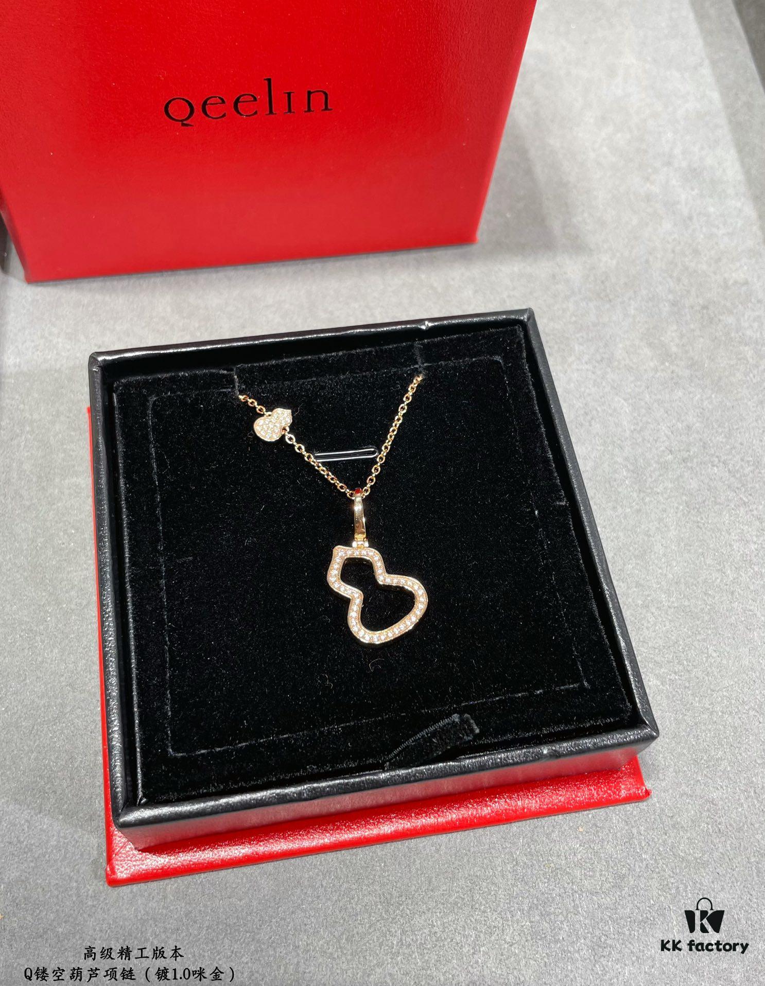 692fdbfe99f2d84055c8b227 Kirin Hollow-out Gourd Necklace, Stylish and Versatile with Thick Gold Plating and High-Carbon Brilliant Cut Zircon