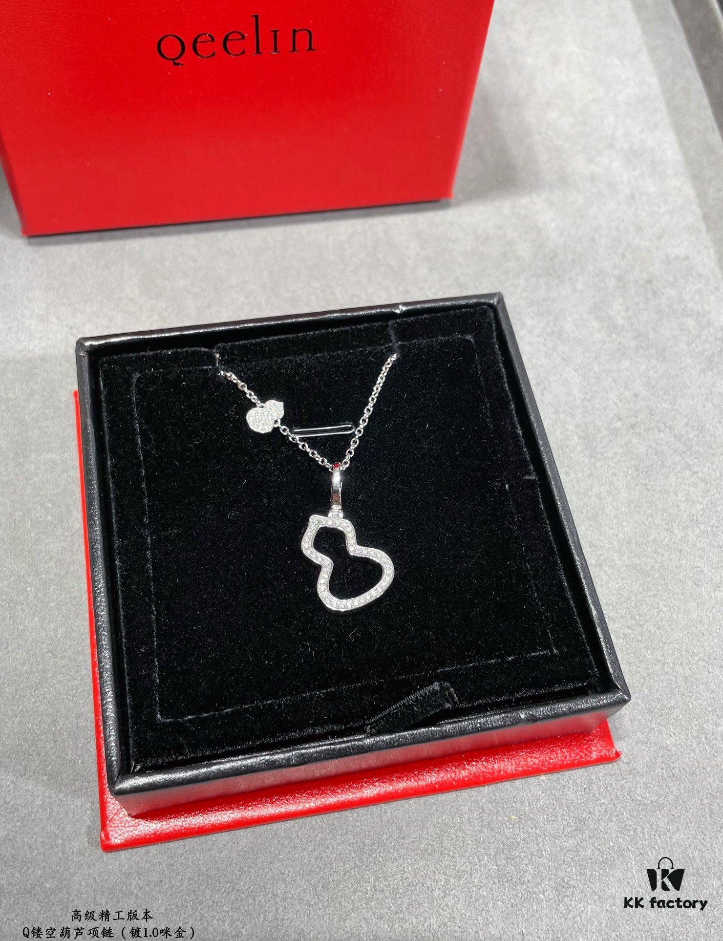 692fdbff99f2d84055c8b229 Kirin Hollow-out Gourd Necklace, Stylish and Versatile with Thick Gold Plating and High-Carbon Brilliant Cut Zircon