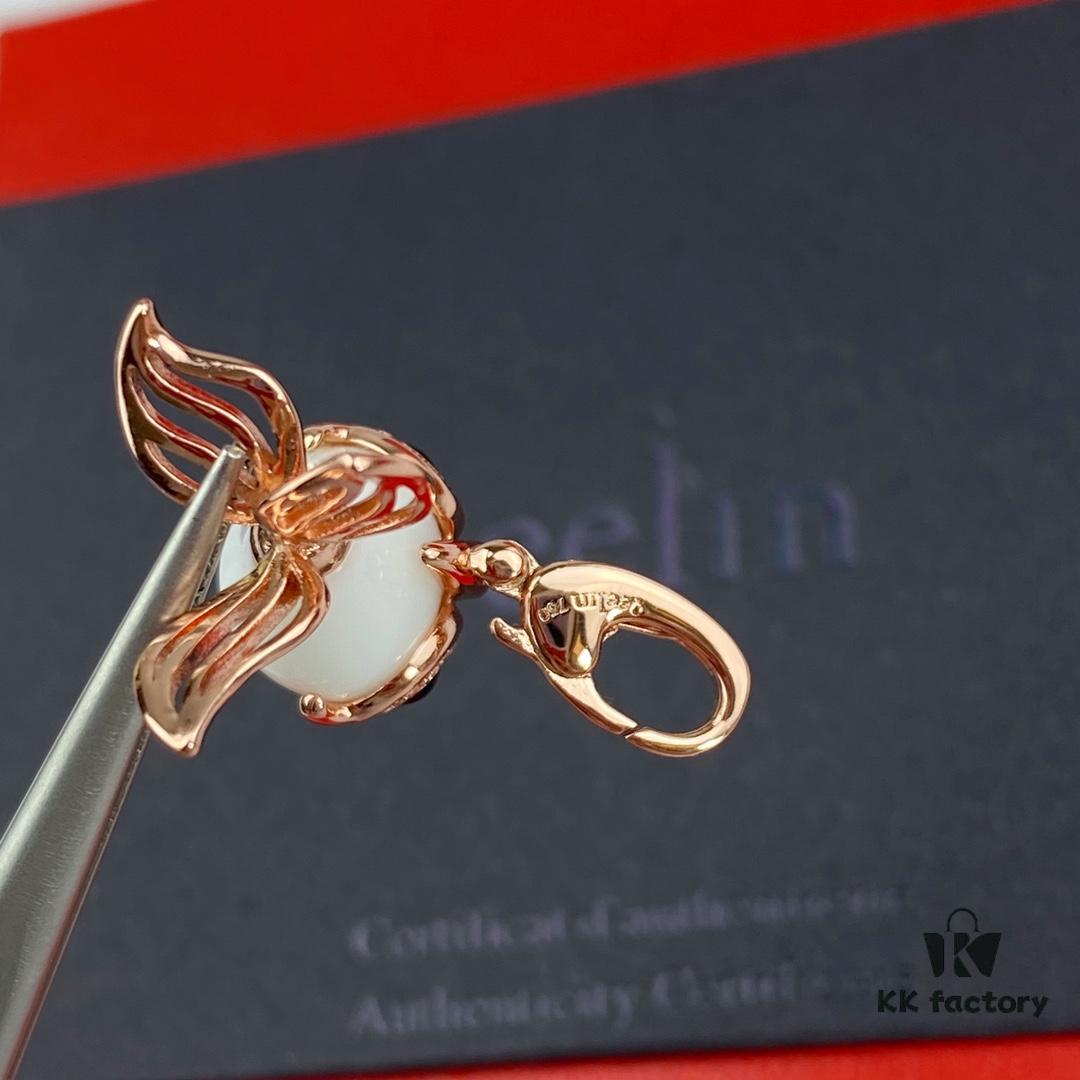 692fdc4799f2d84055c8b28c Exquisite Jewelry 💎 Qilin New Arrival Goldfish Necklace, Counter Fresh Release, Agate and Turquoise Inlaid with Advanced Diamond Setting, Vivid and Lifelike Design, Detachable Pendant