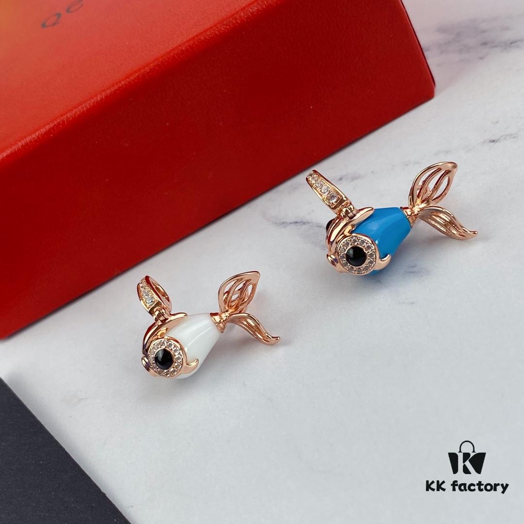 692fdc4899f2d84055c8b28e Exquisite Jewelry 💎 Qilin New Arrival Goldfish Necklace, Counter Fresh Release, Agate and Turquoise Inlaid with Advanced Diamond Setting, Vivid and Lifelike Design, Detachable Pendant