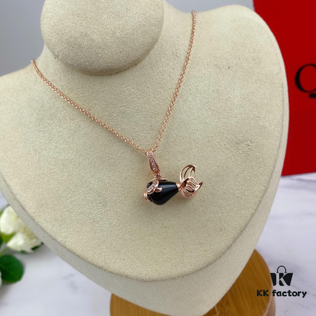 692fdc4b99f2d84055c8b28f Exquisite Jewelry 💎 Qilin New Arrival Goldfish Necklace, Counter Fresh Release, Agate and Turquoise Inlaid with Advanced Diamond Setting, Vivid and Lifelike Design, Detachable Pendant