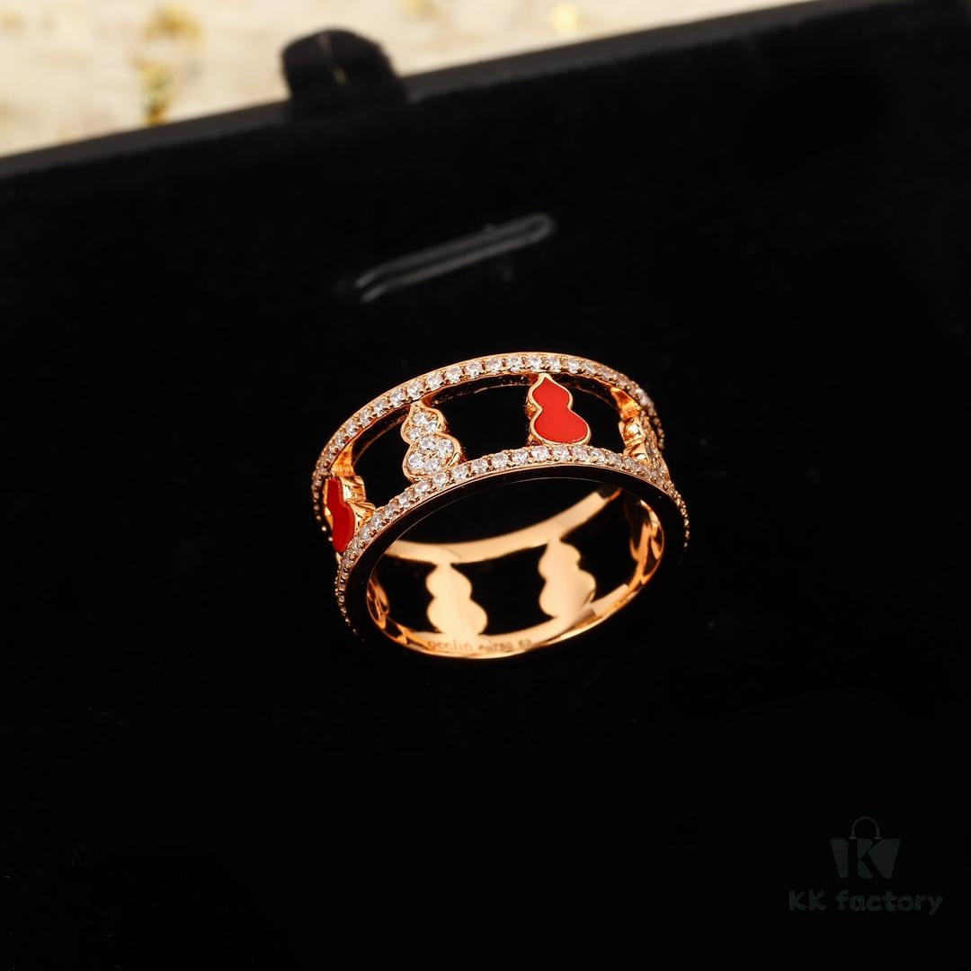 692fdc4e99f2d84055c8b296 Hulu Wulu Series Ring, Composed of Eight Gourds, Hand-Set Diamonds, Thick Gold Plating for Long-Lasting Color Retention