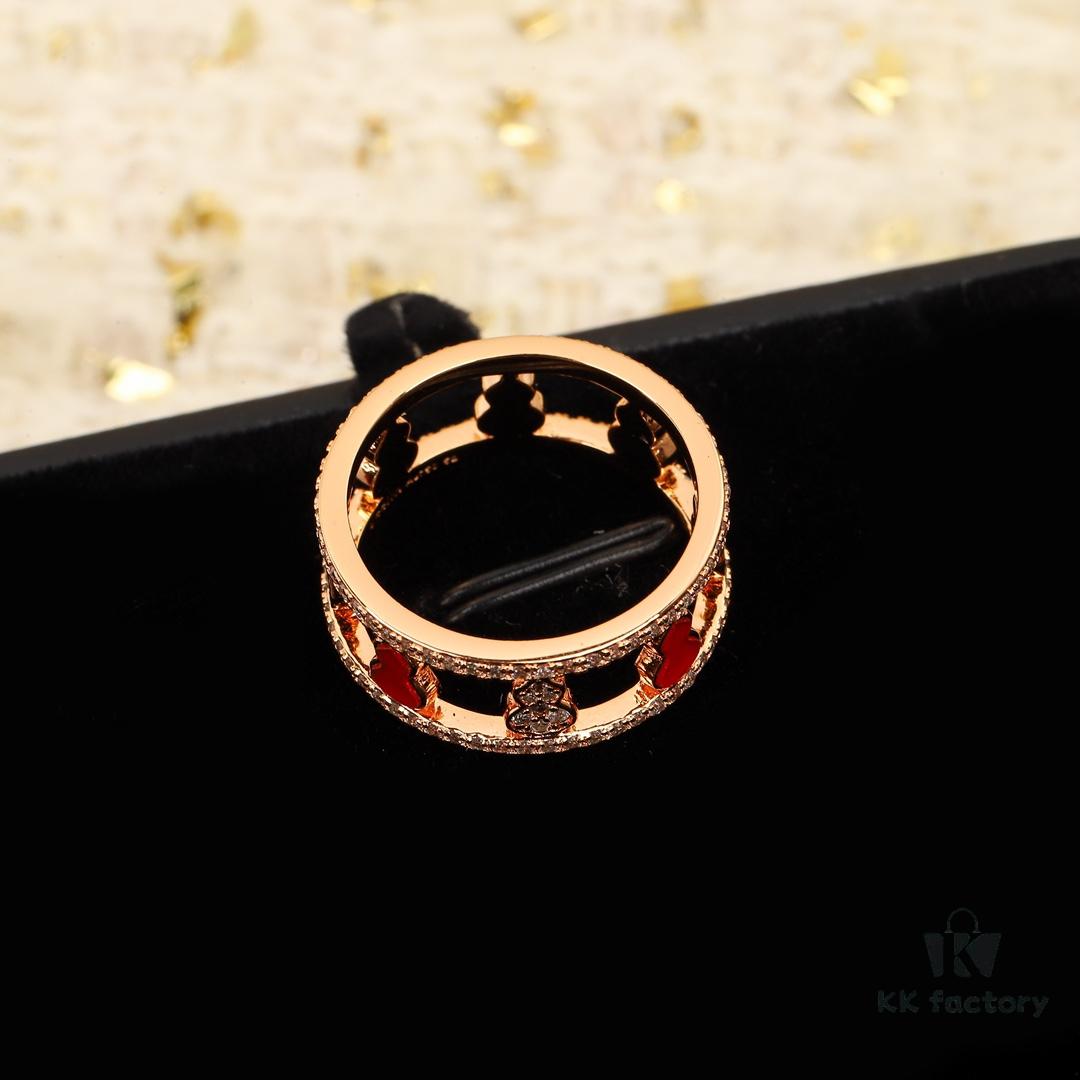 692fdc4f99f2d84055c8b297 Hulu Wulu Series Ring, Composed of Eight Gourds, Hand-Set Diamonds, Thick Gold Plating for Long-Lasting Color Retention