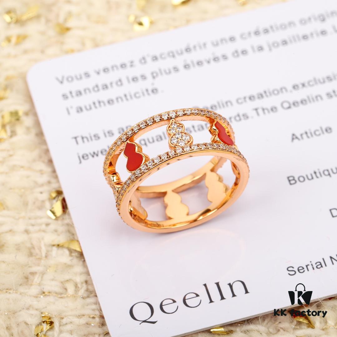 692fdc5099f2d84055c8b298 Hulu Wulu Series Ring, Composed of Eight Gourds, Hand-Set Diamonds, Thick Gold Plating for Long-Lasting Color Retention