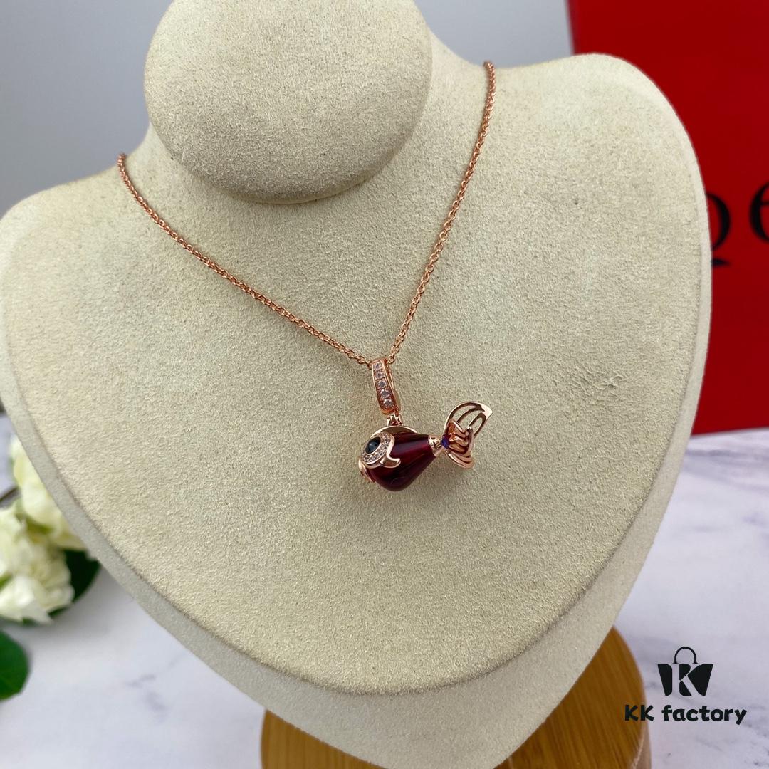 692fdc6899f2d84055c8b2b7 Exquisite Jewelry 💎 Qilin New Arrival Goldfish Necklace, Counter Fresh Release, Agate and Turquoise Inlaid with Advanced Diamond Setting, Vivid and Lifelike Design, Detachable Pendant
