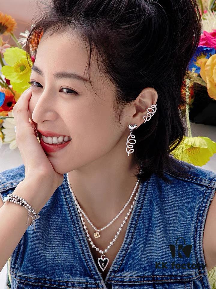 692fdc7099f2d84055c8b2c5 HEFANG Jewelry Cream Twirl Earrings - Limited Edition Design, Ear Studs, Gift for Qixi Festival (Same Style as Zhou Yutong)