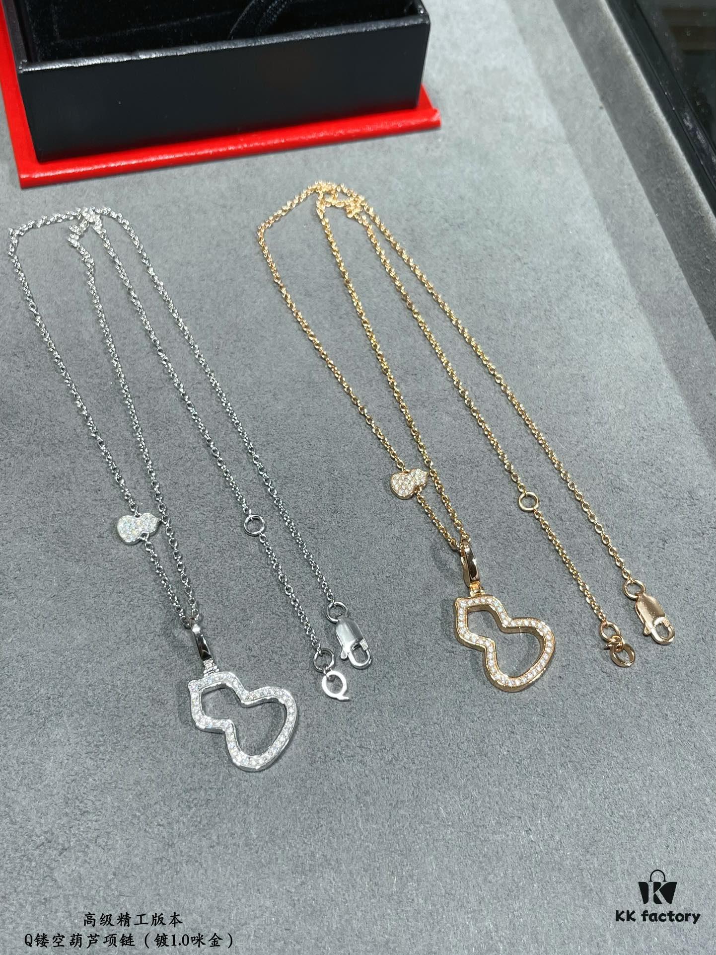 692fdc7499f2d84055c8b2cf Kirin Hollow-out Gourd Necklace, Stylish and Versatile with Thick Gold Plating and High-Carbon Brilliant Cut Zircon