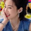 [Same Style as Zhou Yutong] Hefang Cream Spiral Stud Clip-on Earrings, Ear Cuff for Non-Pierced Ears, Women's Gift for Qixi Festival