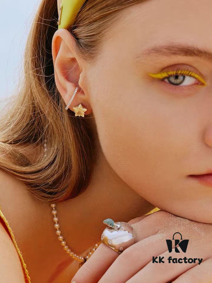 692fdc9b99f2d84055c8b320 Qixi Gift 🎁 HEFANG Jewelry Meteor Starfruit Earrings, Sweet and Stylish, Full Silver High Version with Logo