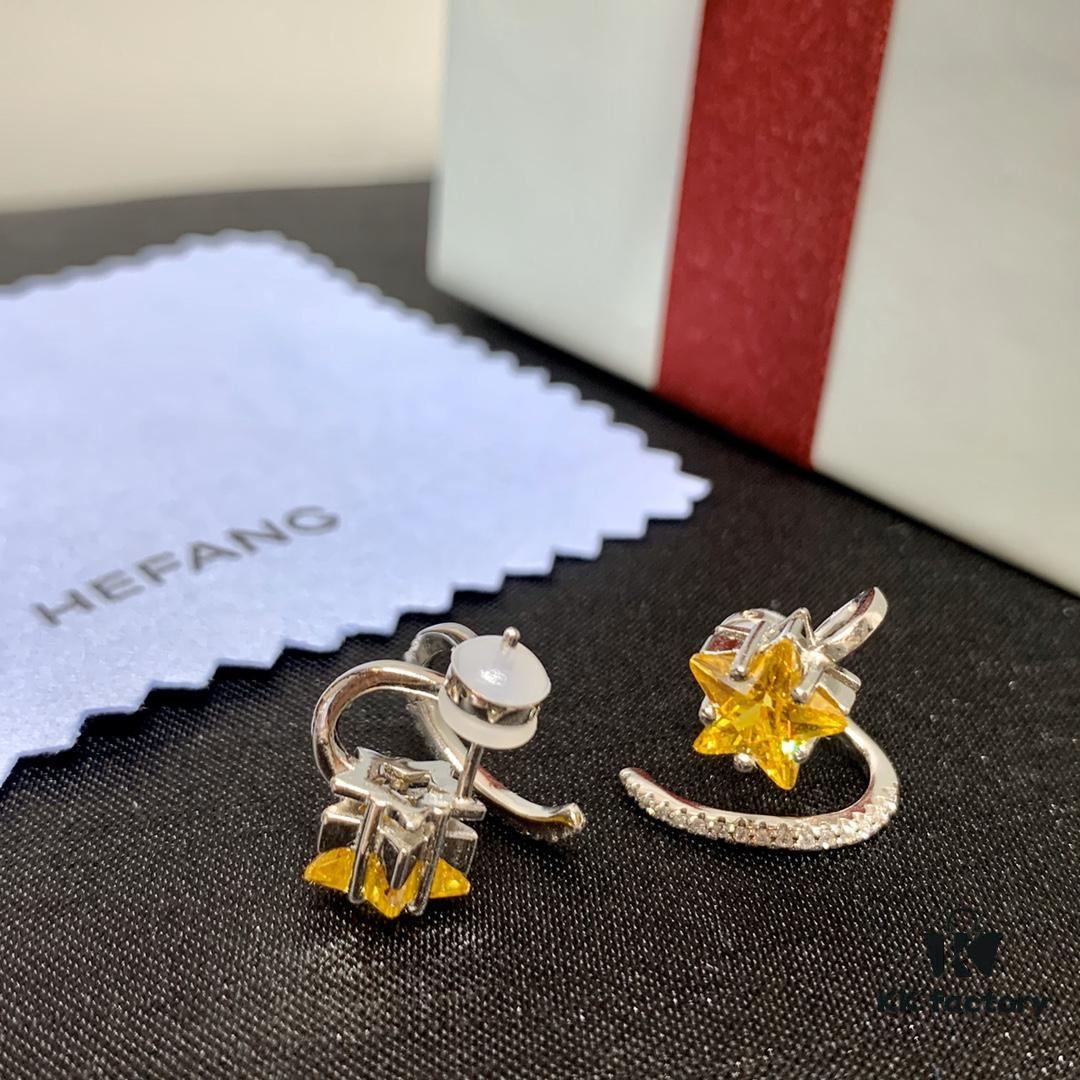 692fdc9d99f2d84055c8b324 Qixi Gift 🎁 HEFANG Jewelry Meteor Starfruit Earrings, Sweet and Stylish, Full Silver High Version with Logo