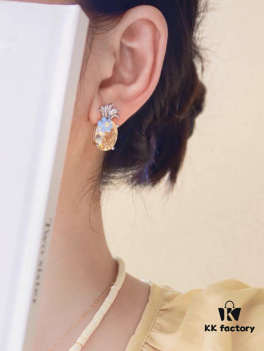 692fdca399f2d84055c8b333 Qixi Gift 🎁 HEFANG Pineapple Earrings 🍍 Perfect for Summer! Full Pure Silver High-End Version