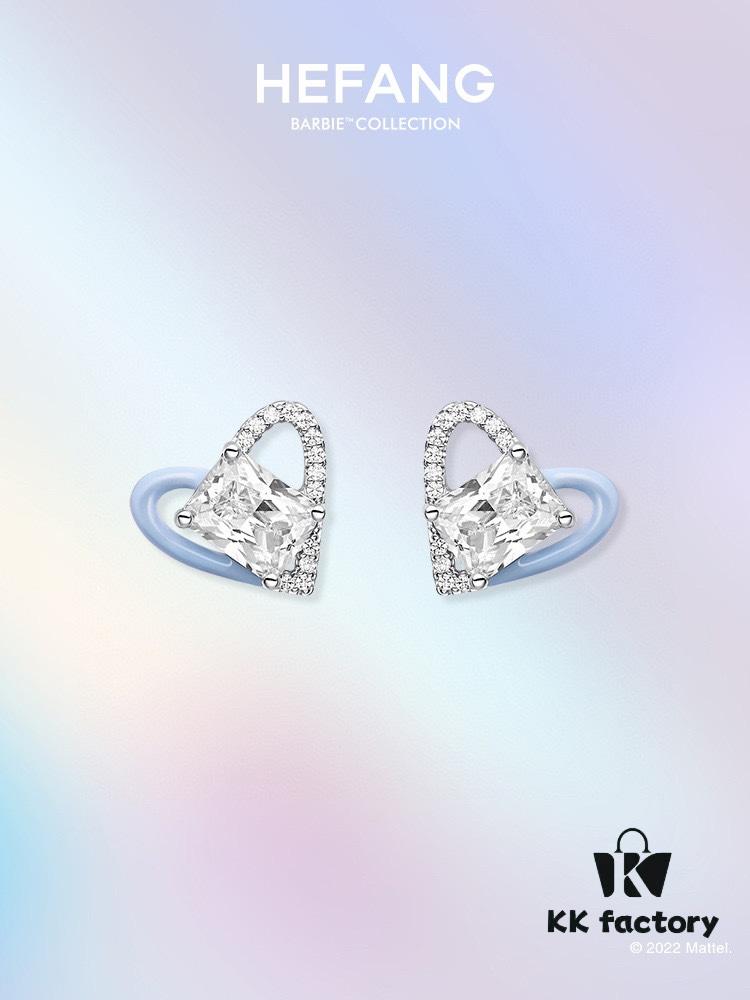 692fdcac99f2d84055c8b342 Qixi Gift 🎁 HEFANG Barbie Sweet Heart Earrings, Crystal Clear Design