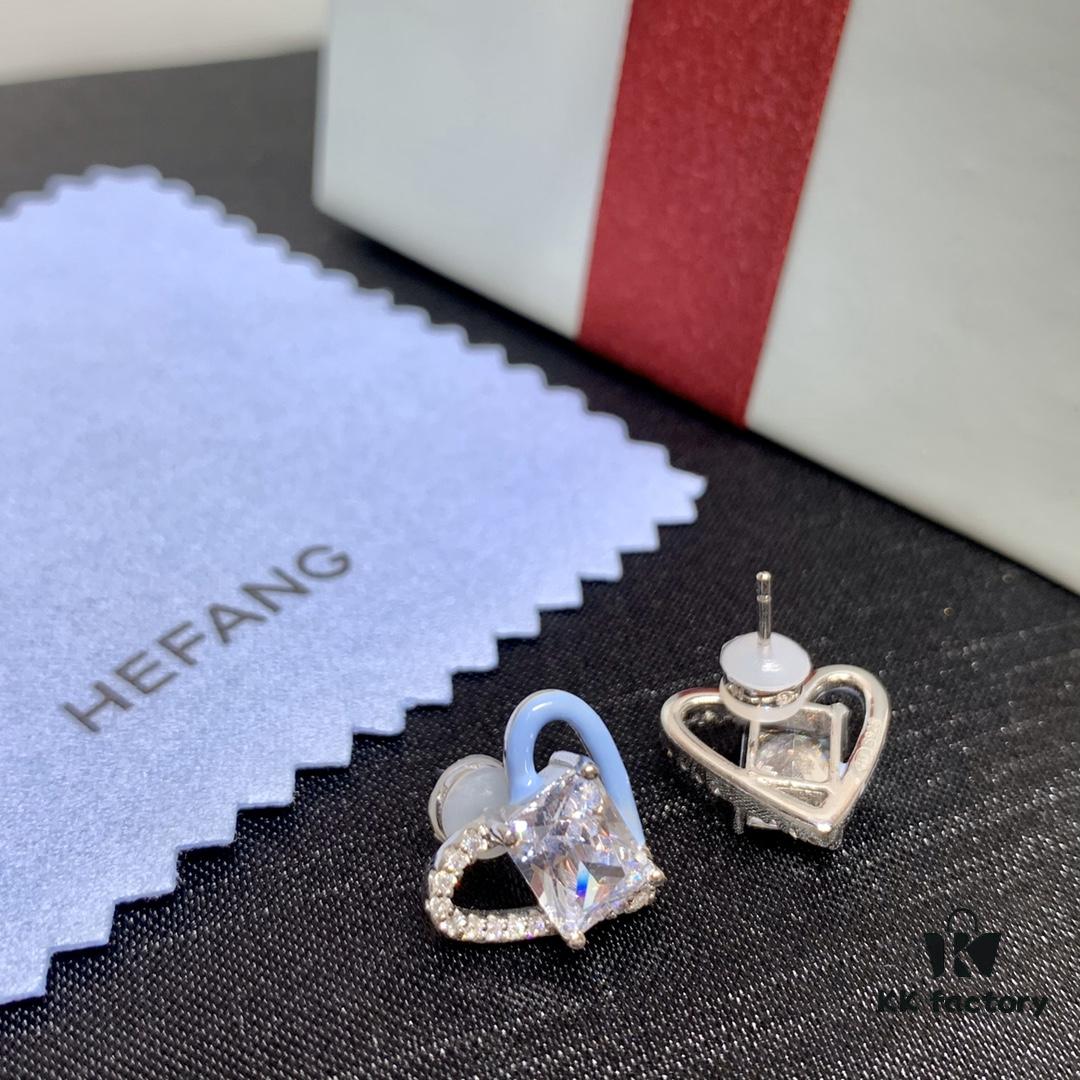 692fdcad99f2d84055c8b343 Qixi Gift 🎁 HEFANG Barbie Sweet Heart Earrings, Crystal Clear Design