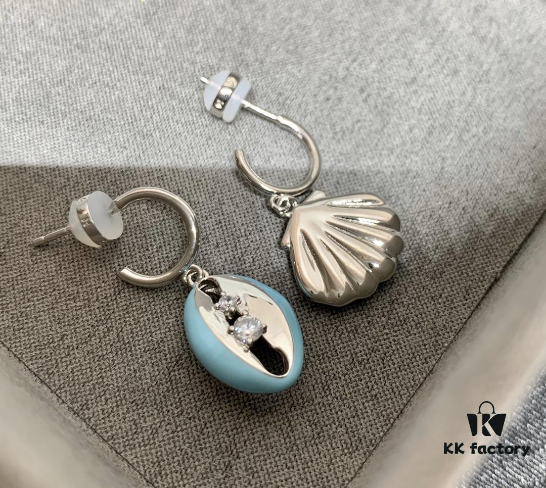 692fdcb699f2d84055c8b34f Qixi Gift 🎁 HEFANG Jewelry Sea Shell Asymmetric Sterling Silver Earrings