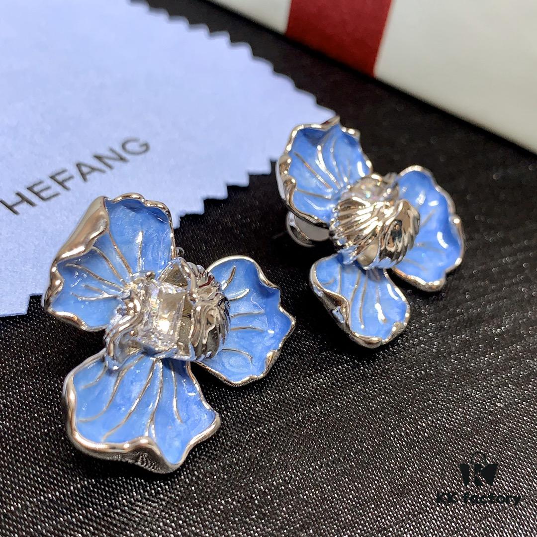 692fdcbb99f2d84055c8b357 Qixi Gift 🎁 HEFANG Blue Iris Earrings Elegant Floral Design