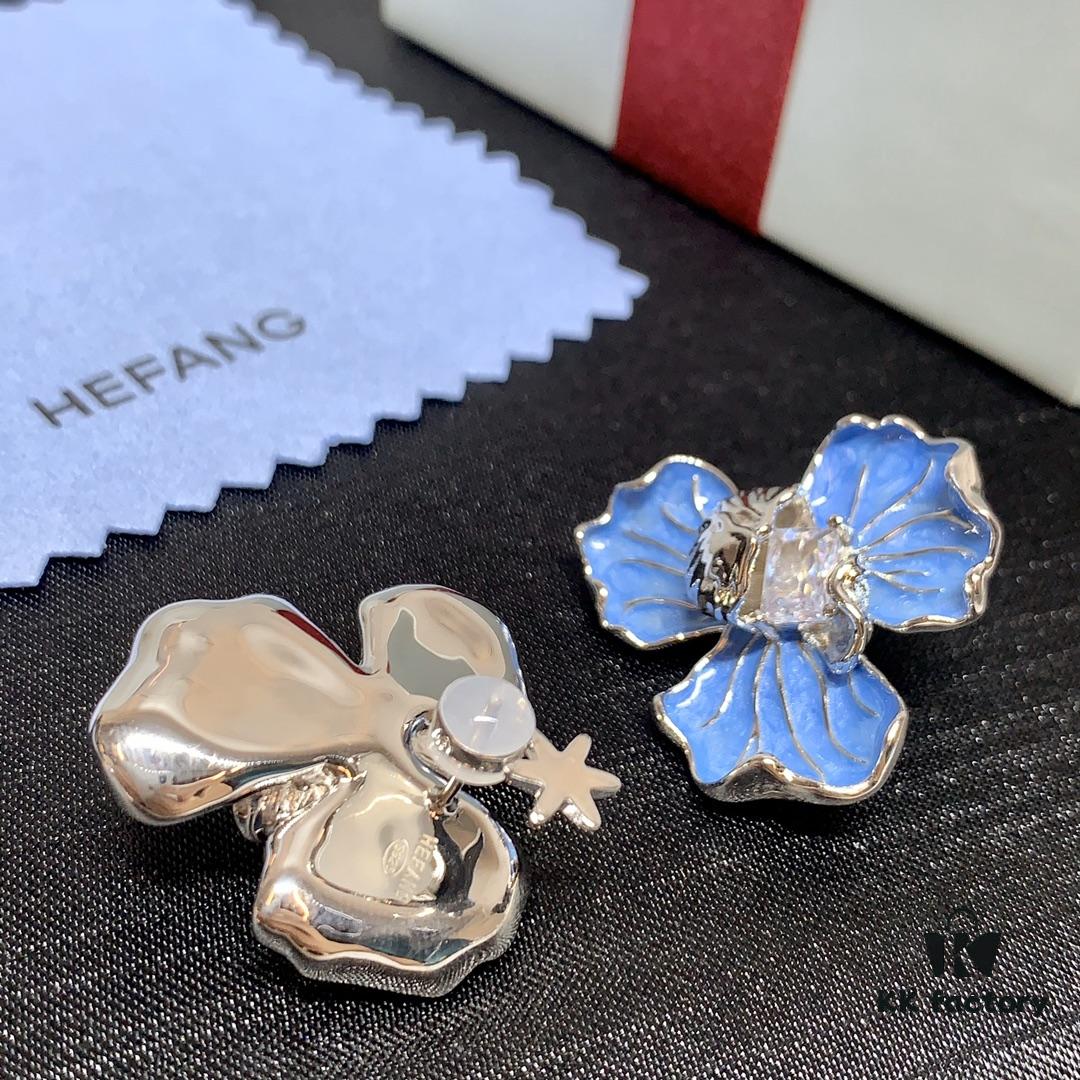 692fdcbb99f2d84055c8b358 Qixi Gift 🎁 HEFANG Blue Iris Earrings Elegant Floral Design