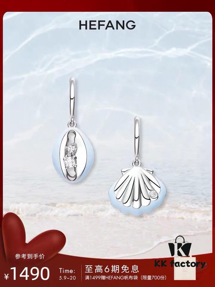 692fdcd499f2d84055c8b37b Qixi Gift 🎁 HEFANG Jewelry Sea Shell Asymmetric Sterling Silver Earrings