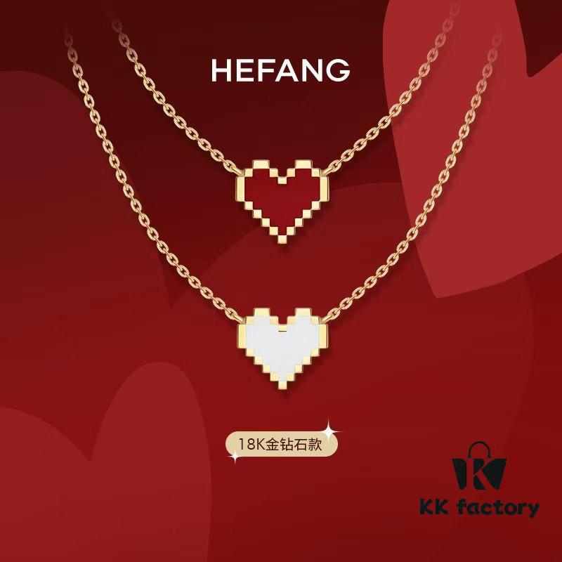 692fdcd499f2d84055c8b37c He Fang Gao Bai Necklace for Women, Heart Pendant Elegant Collarbone Chain Gift