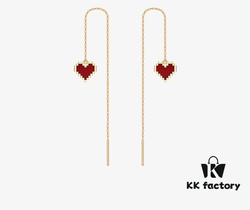 HEFANG He Fang Declaration Ear Thread Earrings with Heart Pendant Diamond Stud Jewelry Gift for Women