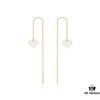 HEFANG He Fang Declaration Ear Thread Earrings with Heart Pendant Diamond Stud Jewelry Gift for Women