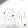 HEFANG He Fang Declaration Ear Thread Earrings with Heart Pendant Diamond Stud Jewelry Gift for Women