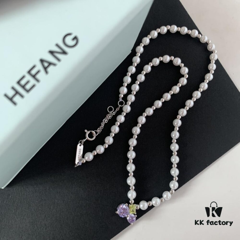 692fdd0999f2d84055c8b3d0 HEFANG Jewelry Grape Juice Ice Short Necklace, 925 Sterling Silver Cute Heart Pendant Collar Chain, Xiaomi Bead Necklace, Same Style as Shen Mengchen