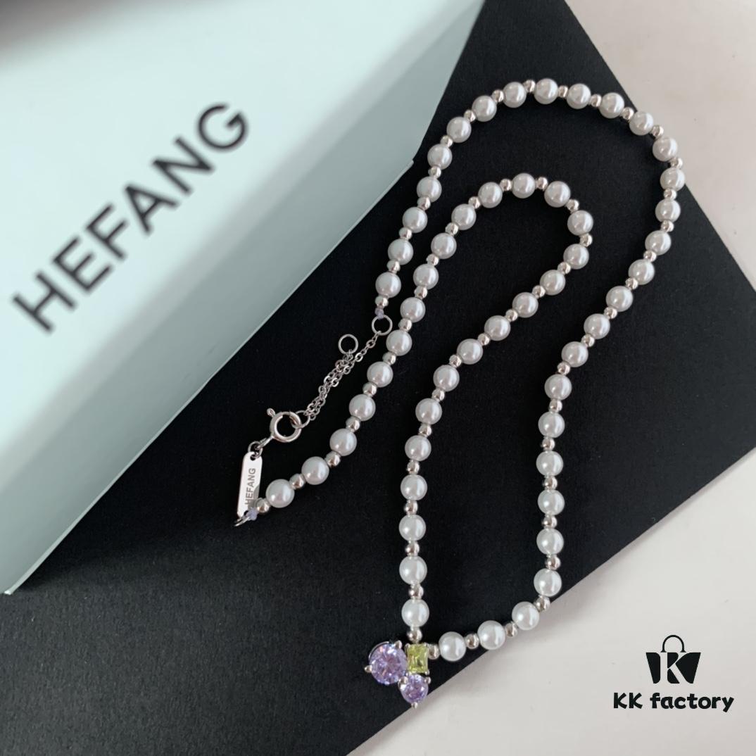 692fdd0999f2d84055c8b3d0 HEFANG Jewelry Grape Juice Ice Short Necklace, 925 Sterling Silver Cute Heart Pendant Collar Chain, Xiaomi Bead Necklace, Same Style as Shen Mengchen